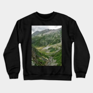 Mountains of Switzerland - Rocky Green Alpine Landscape in Ticino Switzerland Crewneck Sweatshirt